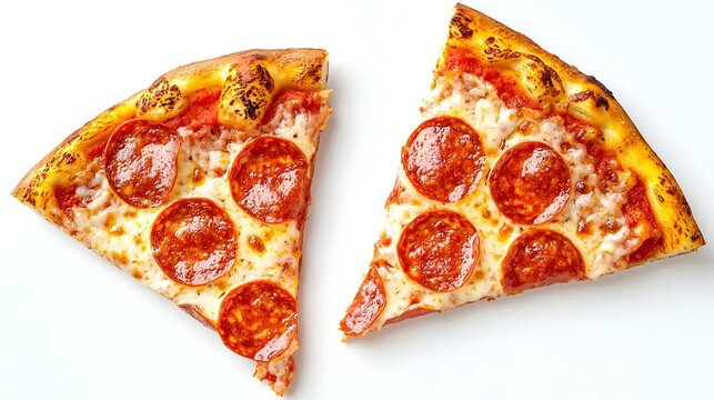 Two slices of cold leftover pepperoni pizza