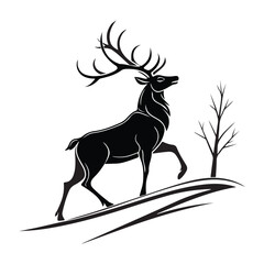 Minimalist Deer Silhouette Vector Art.