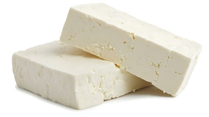 Close-up of a fresh block of paneer cheese