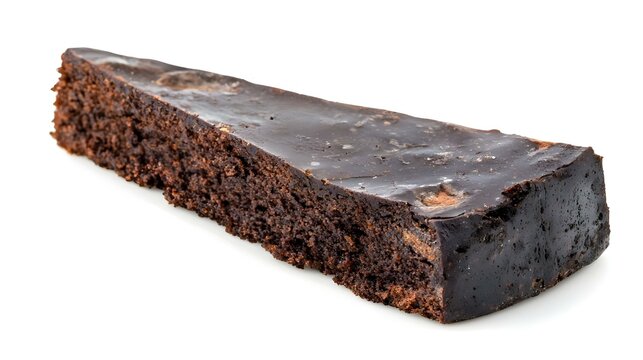 Chocolate or devils cake slice isolated on white