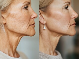 Before and After Profile Views of Facial Rejuvenation