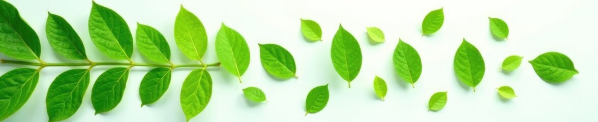 Obraz premium Green herbal leaves on white background, isolated, natural, supplement