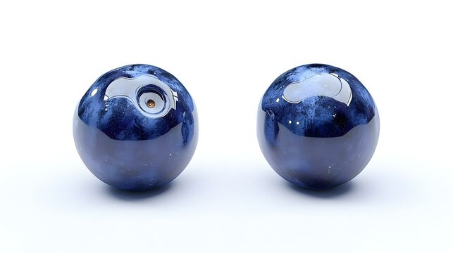 Two blueberries on a white background