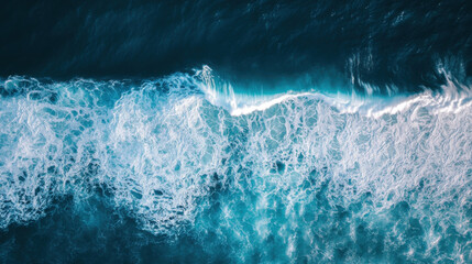 Fototapeta premium Minimalist aerial shot of a single crashing wave, isolated on a solid background, mesmerizing water movement