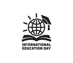 International Education Day logo with globe and open book. A simple, impactful logo for International Education Day.
