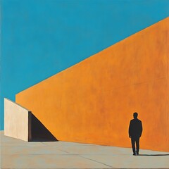 Man, wall, desert, sunlight, contemplation, business