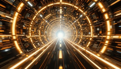 Futuristic Hyperloop Tunnel: A Journey Through Neon Light and Speed