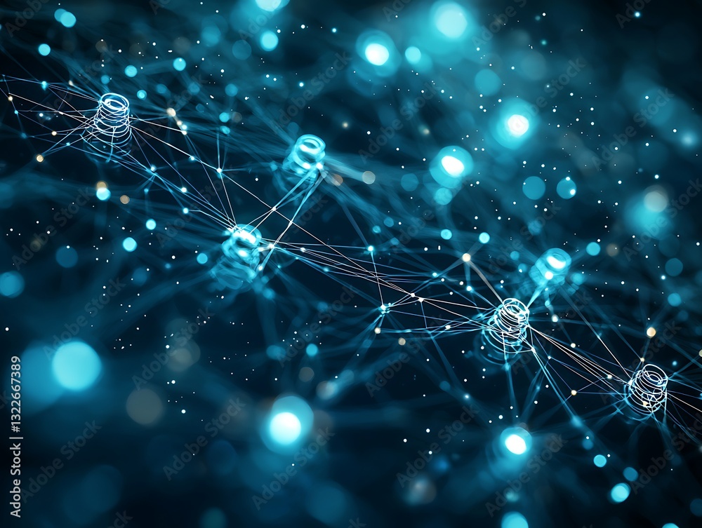 Poster abstract representation of a digital network of connected nodes