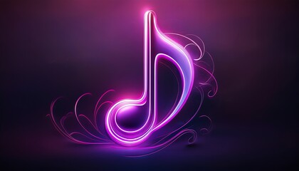 A vibrant, neon musical note glows against a dark backdrop, symbolizing creativity and the joy of music.