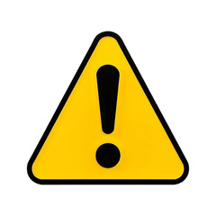 A bright yellow triangle with a black exclamation sign on a white or transparent background.