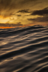 Soft wave detail at sunset with copy space