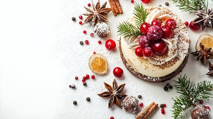 Christmas dessert in white background