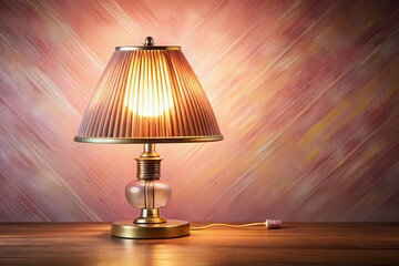 Vintage Table Lamp with LED Bulb, Pastel Pink Background - Long Exposure Photography