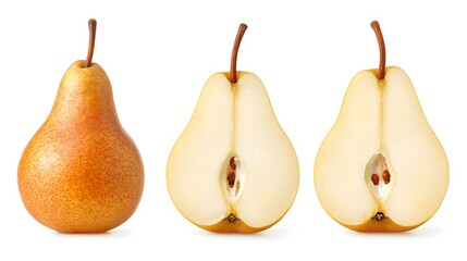 洋梨 カット フルーツ 白背景で分離