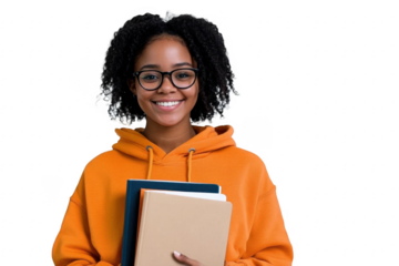 Beautiful brunette young woman wearing student backpack and holding books smiling happy and positive, thumb up doing excellent and approval sign