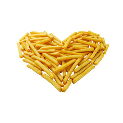 Heart Shaped French Fries on Transparent Background 