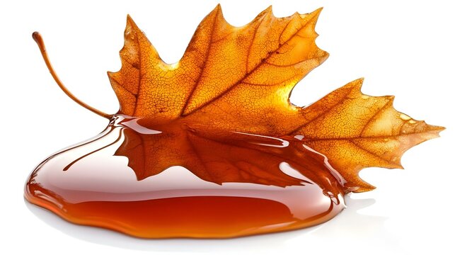 Maple syrup drizzle isolated on white