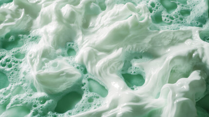 Naklejka premium Close-up of foamy ocean waves, intricate water patterns swirling, deep turquoise and emerald hues