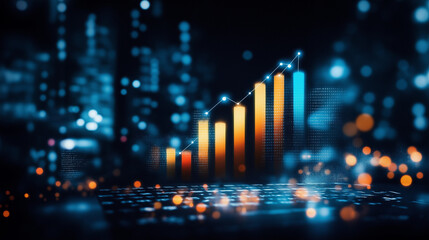 Data Ascent: A visual representation of financial growth, with colorful bars rising to depict positive trends, suggesting success and progress in a modern business environment.