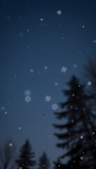 Fototapeta premium Snowflakes hanging against starry sky, angled photoshot. with white shades
