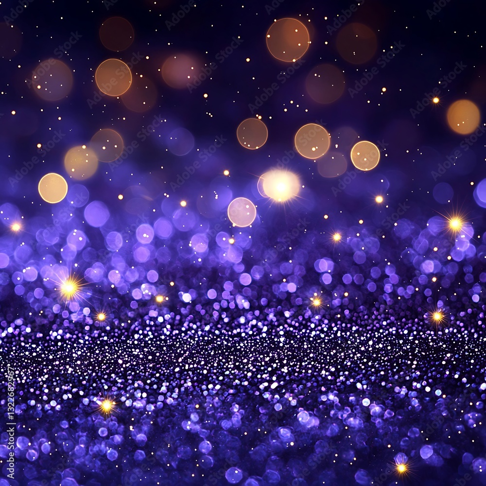 Wall mural abstract image featuring bokeh lights and glitter particles on dark background