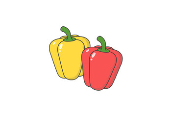 パプリカ, 野菜, 食材, 料理, 食品, スーパー, 市場, 畑, 収穫, カラフル野菜, 赤パプリカ, 黄色パプリカ, ピーマン, サラダ, 炒め物, グリル料理, ヘルシー, 栄養, 健康, ビタミンC, 免疫力, ダイエット, オーガニック, 無農薬, ベジタリアン, ヴィーガン, フードイラスト, 料理イラスト, イラスト, ベクター, 食べ物, 赤, 緑, フルーツ, トウガラシ属, 