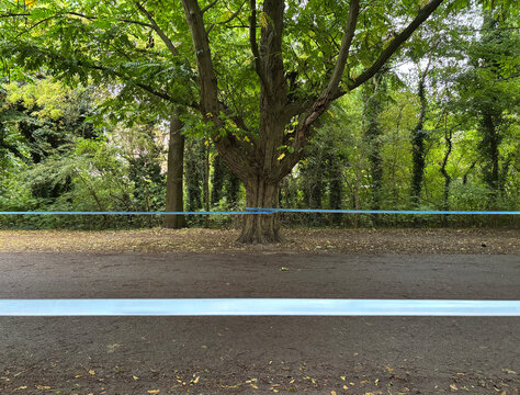 barrier tape  in park