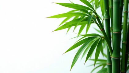 Obraz premium Dense bamboo and palm fronds, stark white backdrop , exotic, texture, isolated