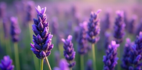 Obraz premium Dense cluster of lavender, intricate detail of buds and petals, lavender, garden