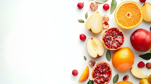 Assorted fruits isolated on white background