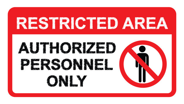 Restricted area no entry sign icon clipart. Authorized personnel only clip art establishment private property warning limit access signboard vector illustration. 
