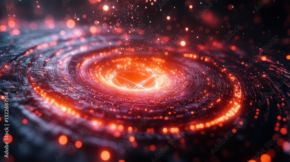 Aufkleber Intricate details illustrate the principles of quantum mechanics, showcasing glowing qubits in states of superposition and entanglement. The dynamic visuals evoke a sense of cosmic wonder.