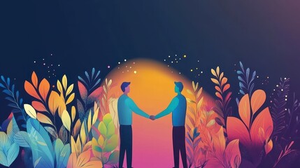 Obraz premium Two Men in Vibrant Nature