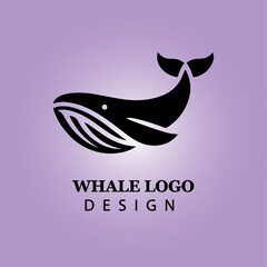 Whale Vector Logo Design with Splashing Water Waves for Branding, Business, Company Identity, Creative Icon, Modern Ocean Marine Concept, Black and White Art

