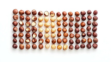 Hazelnuts isolated on white background