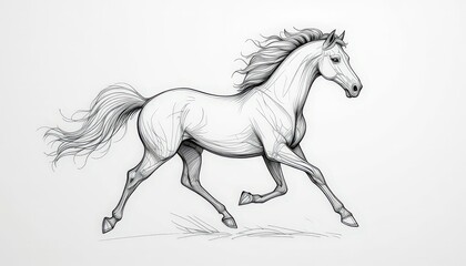 Obraz premium Elegant Running Horse: A Monochromatic Masterpiece
