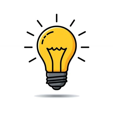recommend clip art: Cartoon Light Bulb Glowing Brightly on White Background Idea Concept