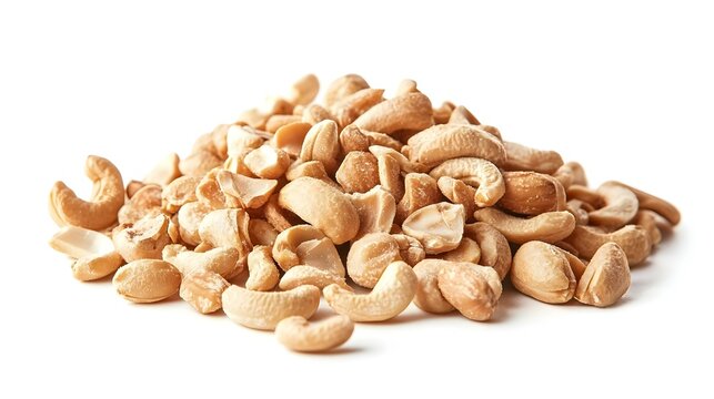 Cashew crushed into many pieces close-up