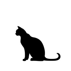 silhouette of a cat sitting in profile view