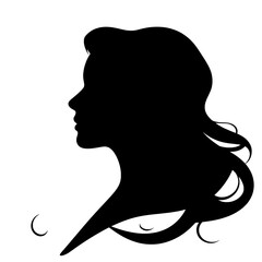 Black Silhouette of Woman's Profile with Wavy Hair