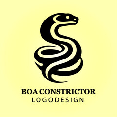 Boa Constrictor Snake Vector Logo Design in Coiled Position for Branding, Business, Company Identity, Creative Icon, Reptile Symbol, Modern Wildlife Concept
