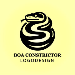 Boa Constrictor Snake Vector Logo Design in Coiled Position for Branding, Business, Company Identity, Creative Icon, Reptile Symbol, Modern Wildlife Concept
