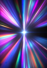 Obraz premium Vibrant Light Rays, Speed, Energy, Neon, Burst, Abstract, Colorful, Star, Galaxy, Motion