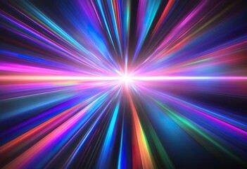 Fototapeta premium Vibrant Light Rays, Speed, Energy, Neon, Burst, Abstract, Colorful, Star, Galaxy, Motion