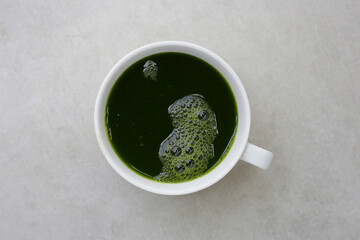 Herbal juice drink, Fresh green centella asiatica leaves or water pennywort plant or gotu kola.