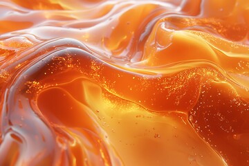 A close up of a fluid organic amber colored substance