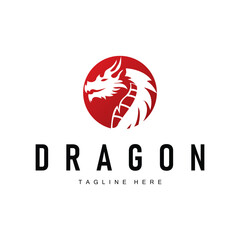 dragon logo design silhouette mythical animal legend with vintage concept old minimalist simple templet