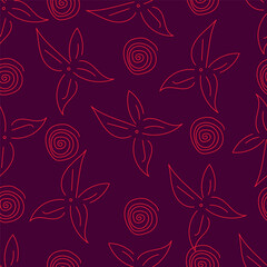 Exotic hand drawn flowers, seamless patterns with floral for fabric, textiles, clothing, wrapping paper, cover, banner, home decor, abstract backgrounds. Vector illustration.
