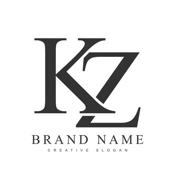 KZ trendy logotype template. Initial letter k and z classic font style. Creative logo for company name or identity.