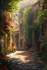 Fototapeta premium A quaint alleyway in an old European village
